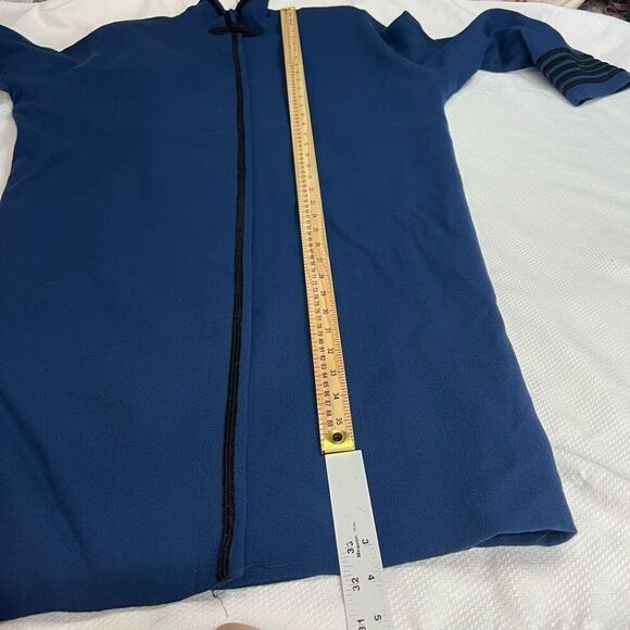 Vtg Linda Allard Ellen Tracy Blue Black Detail 100% Wool Long Coat Sz 10 Women’s - Picture 7 of 9